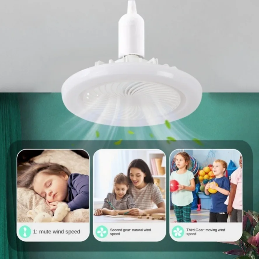 Ceiling Fan with Lighting Lamp E27 Converter Base with Remote Control for Bedroom Living Home Silent 3 Speeds AC 85V-265V 30W