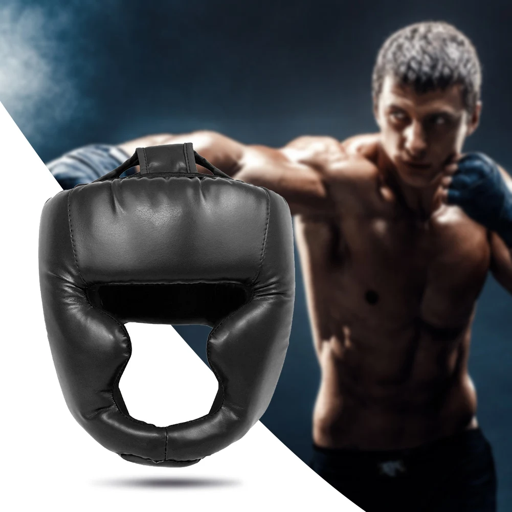 Full-Covered Thickened Boxing Headgear PU Leather Karate Muay Thai Training Head Protector Boxing Protective Gear for Adult Kids 5