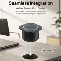 15W Built-in Wireless Charger Flush Mount Desktop Charging Station Black & White , US/EU/UK Plug Fast Charge for Office Home 2