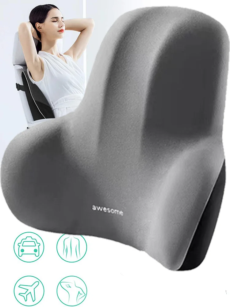 Memory Foam Lumbar Back Cushion for Car Office Gaming Chairs and Postpartum Waist Support Multi Functional Pain Relief Pad Black 1