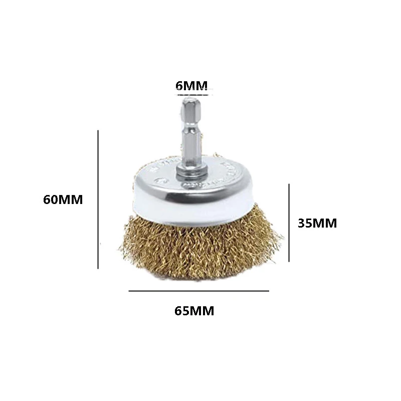 50 mm/60 mm/75 mm 철사 브러시 황동 도금 바퀴 브러시 드릴 회전 도구 금속 녹 제거 연마 브러시