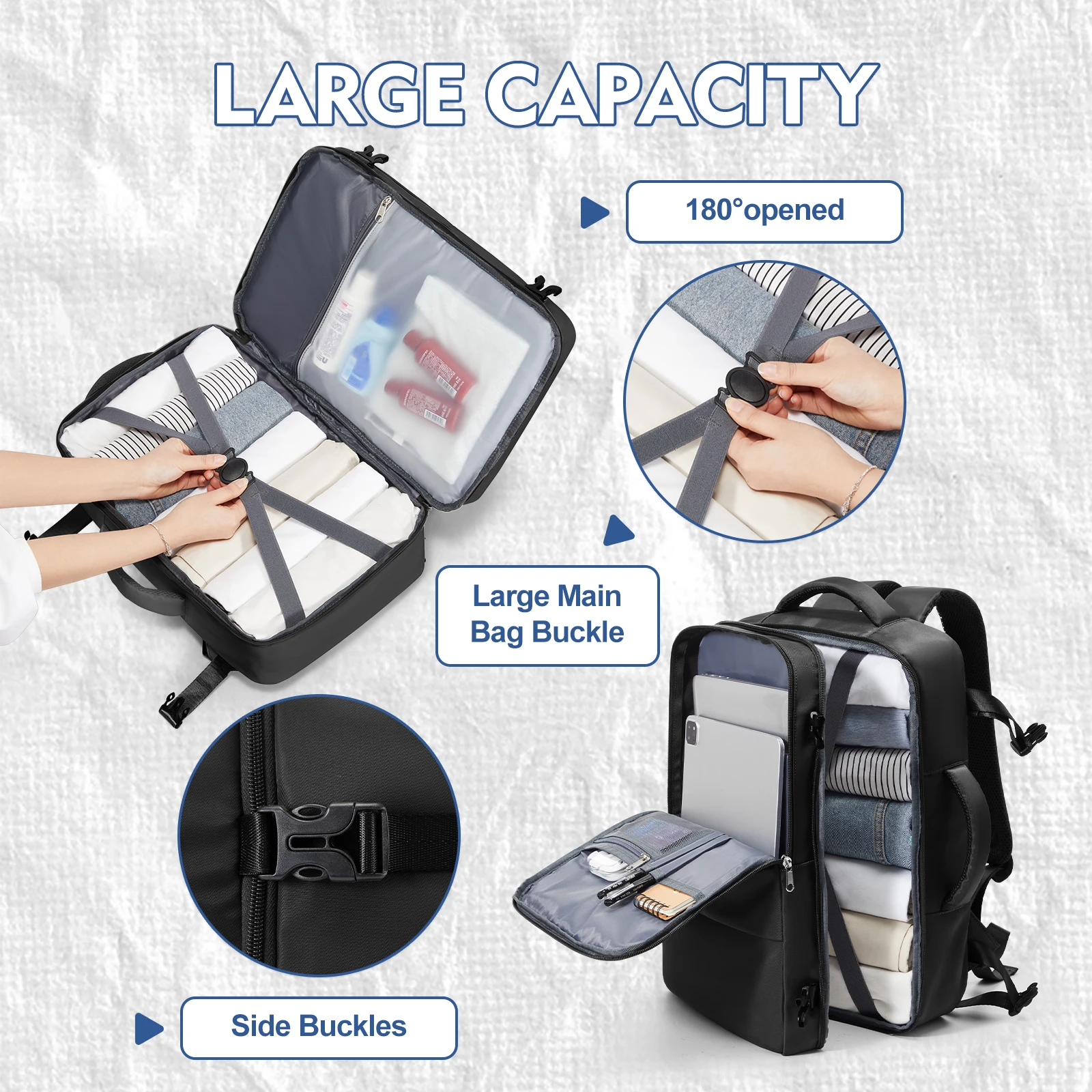 Large Capacity Travel Backpack Underseat Cabin Bags Carry-On Airplane Backpack, Work Bussiness Laptop Backpack Casual School Bag