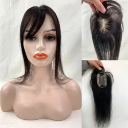 7x10 Hand Tied Straight Mono+PU Base With Clips In Hair Toupee Remy Hairpiece Human Hair Topper Hairline For Women