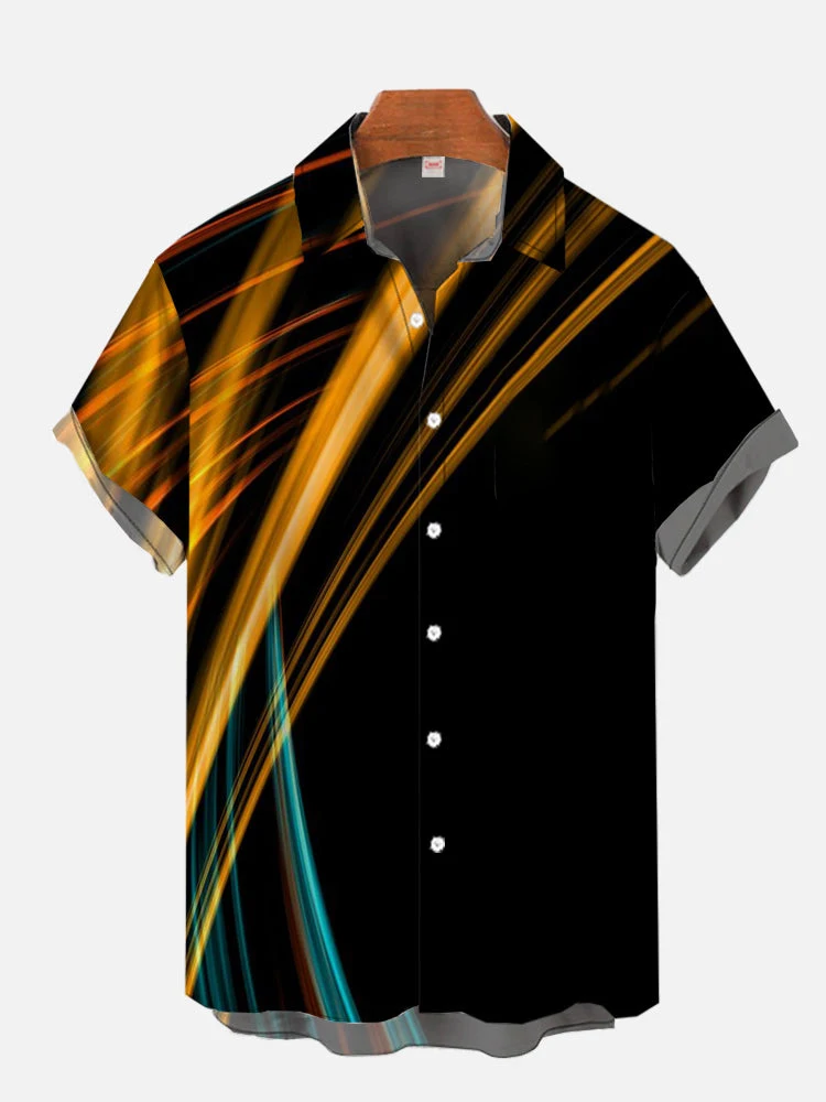 Men's 3D flame printed Hawaiian Casual Short Sleeved Shirt Summer Button Up