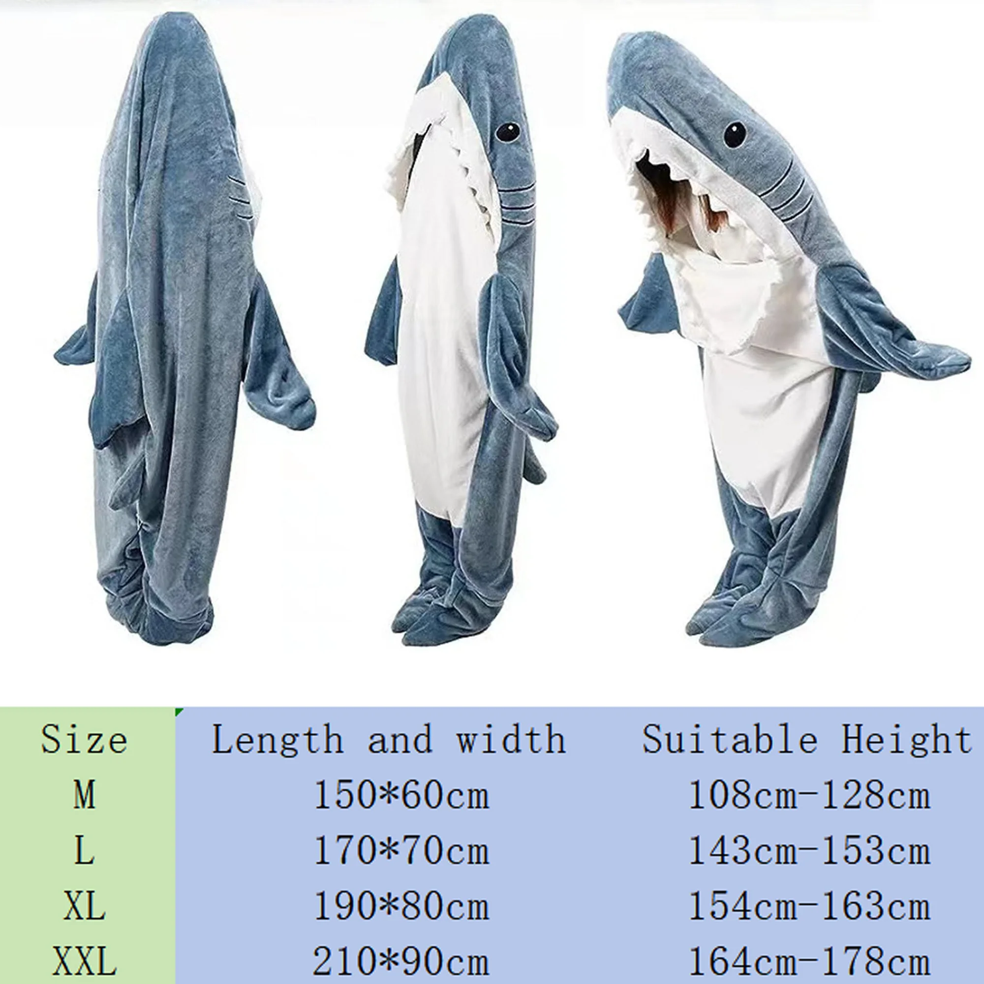 Cartoon Shark Sleeping Bag Pajamas Shark Blanket Fabric Mermaid Shawl Wearable Blanket Children Adult kigurumi pajamas onesies