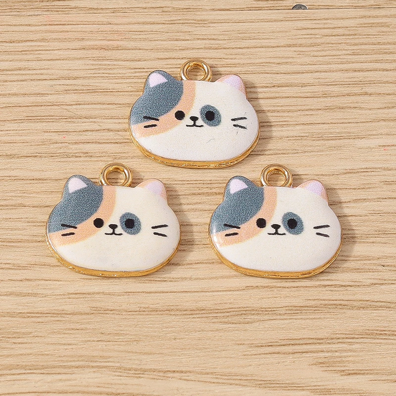 10 Stück Cartoon Tier Charms Emaille Katze Charms Anhänger für Schmuckherstellung Tropfen Ohrringe Halsketten Armbänder DIY Bastelbedarf – Detail 5
