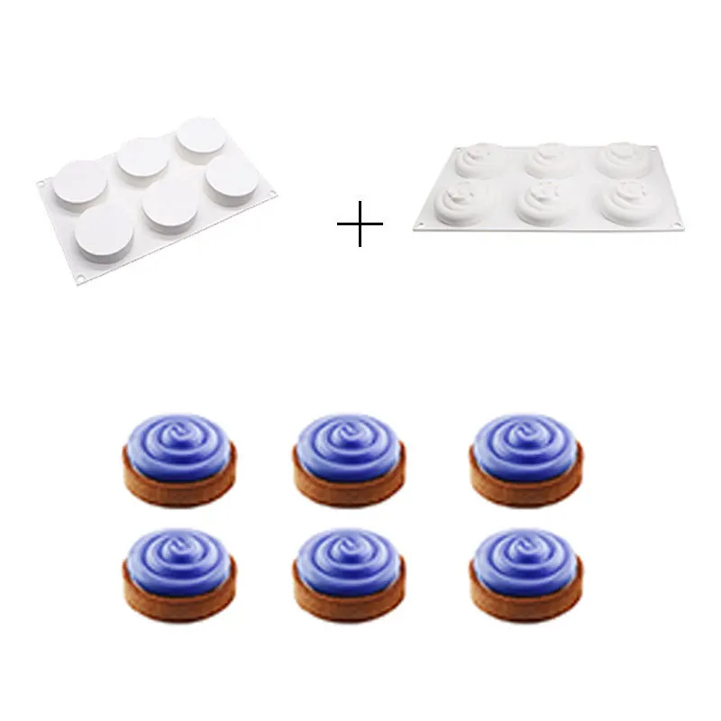 

6 Holes Round Column Cake Decorating Tool Silicone Mold For Baking Flat Cylinder Mould Dessert Mousse Pastry Pan Bakeware