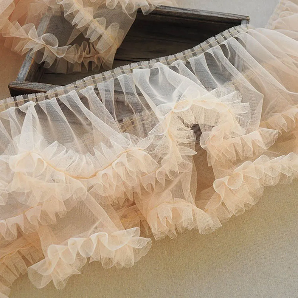 Lace Fabric Lace Sewing Accessories Lace Accessories Lace Garment Accessories Lace Decoration 1 Yard Fluffy Lolita Lace Trim Tulle Fabric for DIY Clothing Curtains Home Decor Edging Sewing Craft Supplies Doll Puffy Clothes