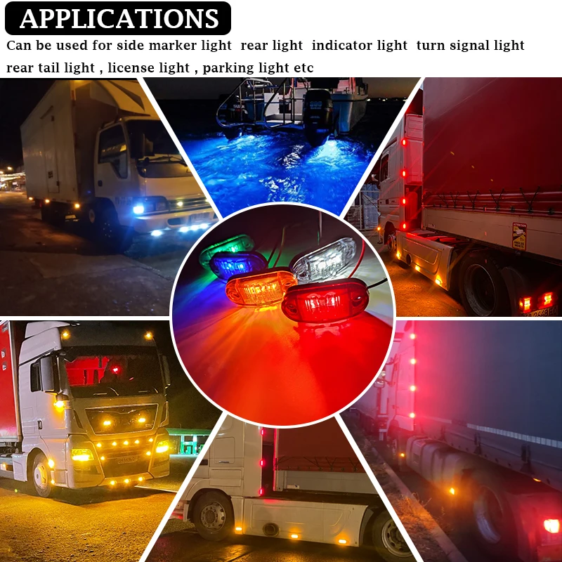 LED side marker lights 12V 24V front rear indicator lamp for Scania trailer BUS Van Caravan 20/10PCS