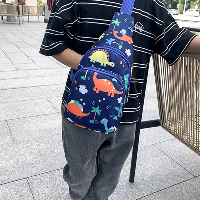 Children's Bags Cute Litter Dinosaur Unicorn Printing Trade Boys And Girls Zipper Chest Bag Crossbody Bag Cute Dinosaur Bag