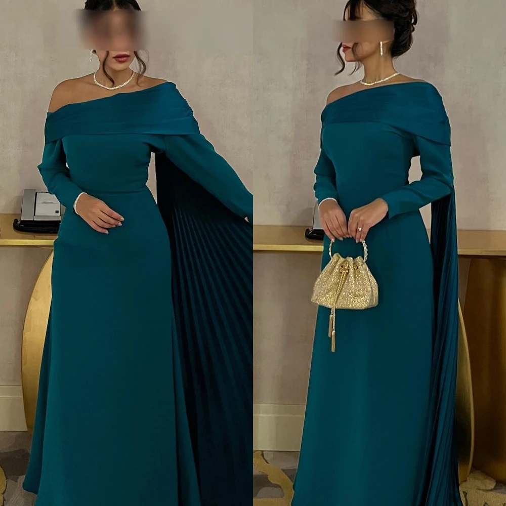 Evening  Sexy Casual  Jersey Draped Formal Evening A-line Boat Neck Bespoke Occasion Gown Midi Dresses