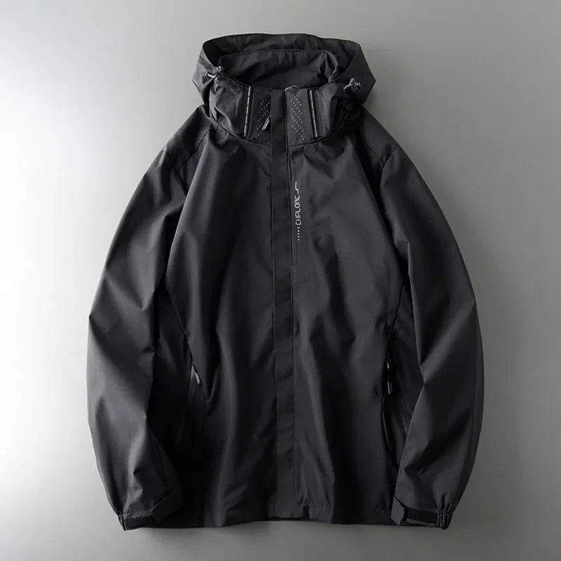 thumbnail image 1 of Abrigo informal azul para hombre, chaqueta masculina que se puede quitar el sombrero, resistente al viento, impermeable, suéter para exteriores, Top grande, novedad de 2023, 1 of 5