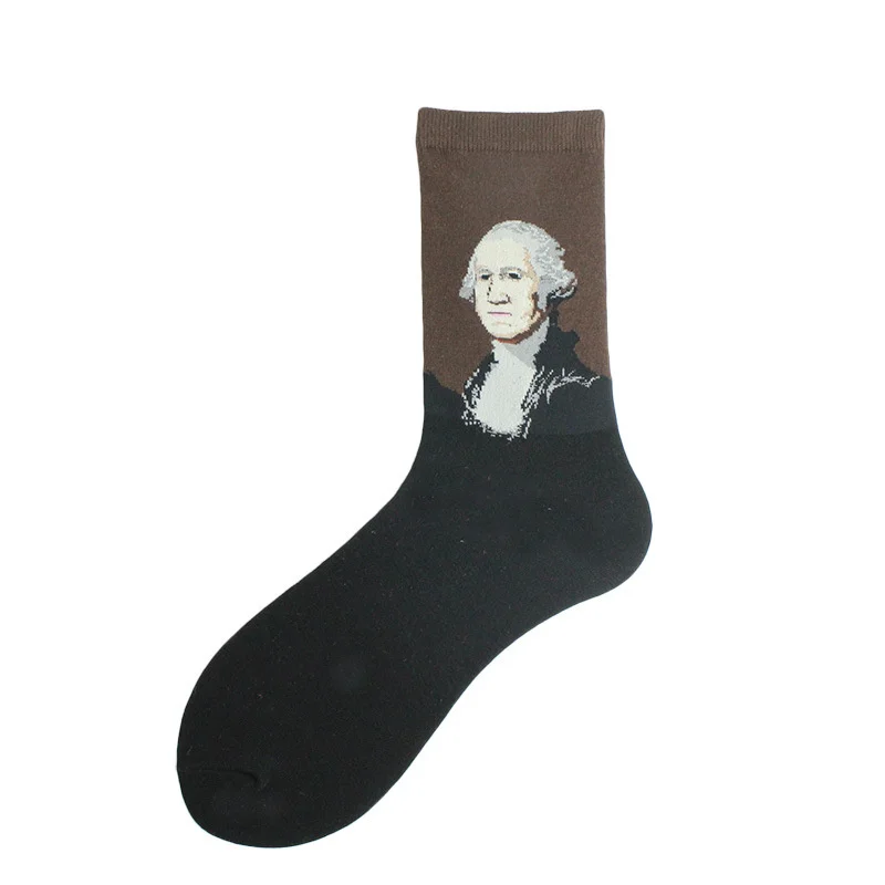 Street Style Men Skateboard Cotton Socks 10 Pairs/Set Colorful Famous Painting Art Thigh High Socks Men's Happy Long Socks