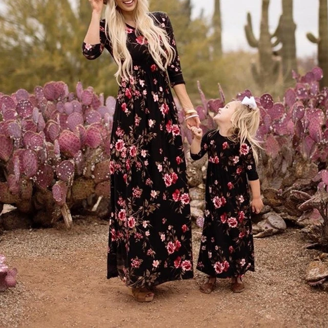 Vestido a juego con estampado para mujer y niña, de vacaciones para mamá y Vestidos largos, talla novedad de 2023 _ - AliExpress Mobile