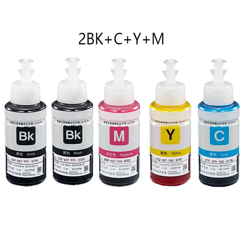 Dye Ink Refill Kit 5PK 70ml Compatible For Epson L200 L210 L222 L100 L110 L120 L132 L550 L555 L300 L355 L362
