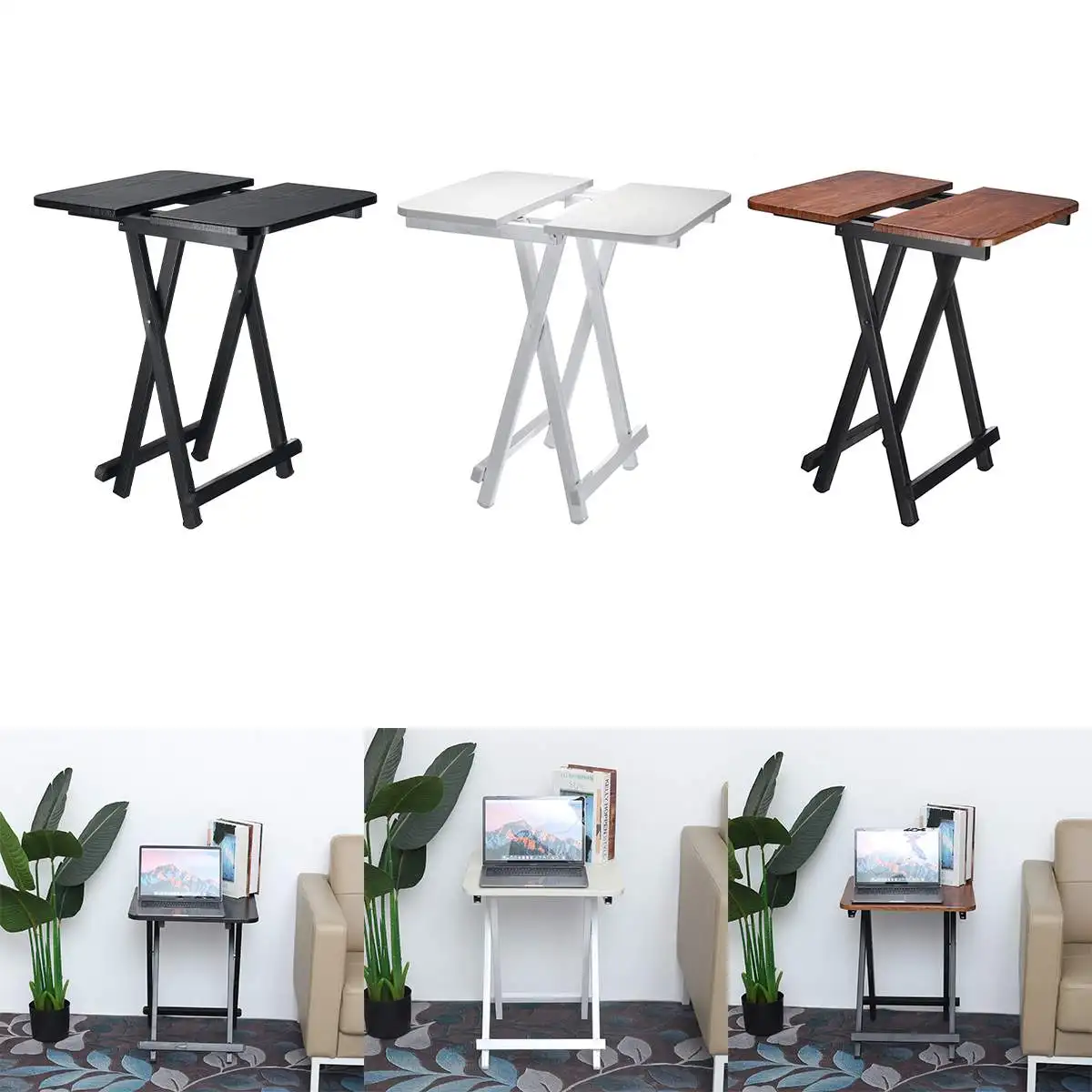 

Folding Portable Square Laptop Desk Coffee Tea Table for Living Room Storage Rack Movable Bed Side Tables Corner Sofa Table