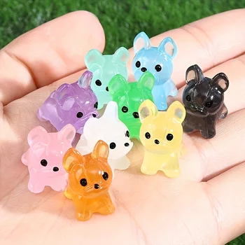 100/50Pcs Glow-in-the-Dark Mini Resin Dogs Cute French Bulldog Mini Figurines Luminous DIY Crafts Cake Landscape Garden Decor 1