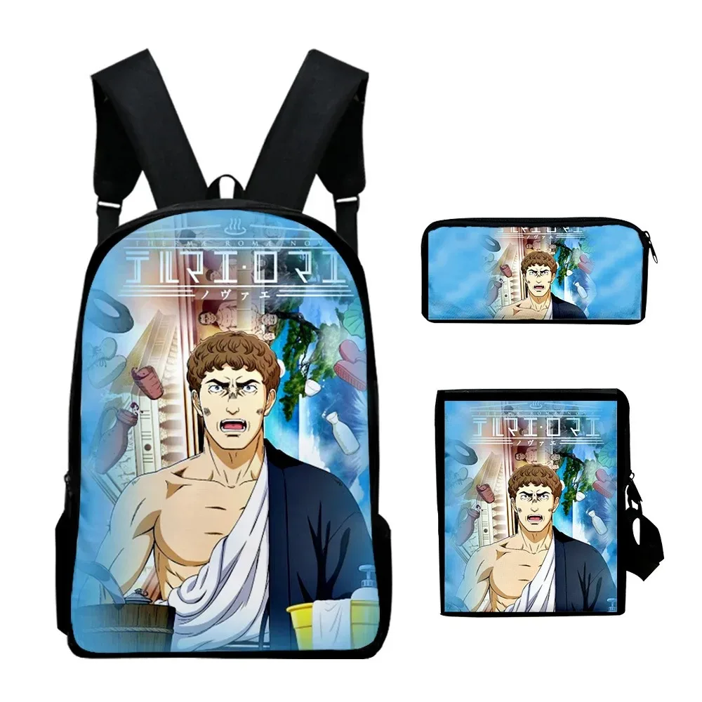 Backpack with 3d printing for school, backpack with thermal printing, for laptop, backpack with case, for student, harajuku, 3pc