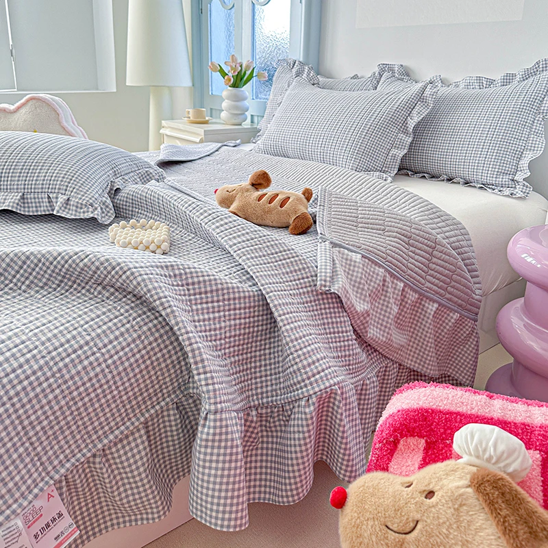 Bonenjoy Bedspread Plaid Style Bed Cover Soft Bed Linen Thicken Bedsheet Mattress Protector покрывало на кровать (No Pillowcase)