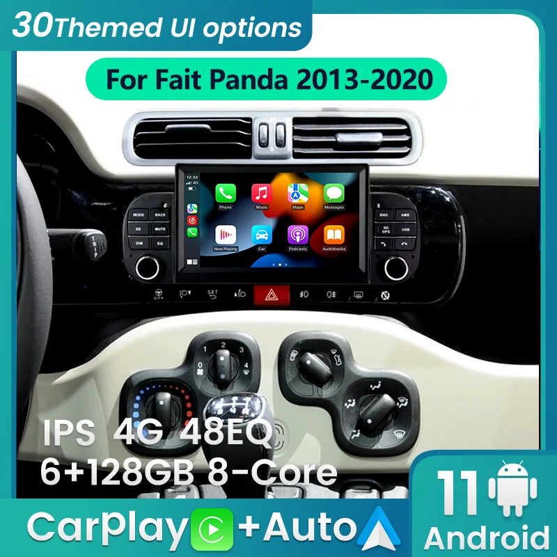 For Carplay android auto Headunit Car Radio For fiat panda android  Multimedia player GPS car intelligent system IPS Screen 48EQ