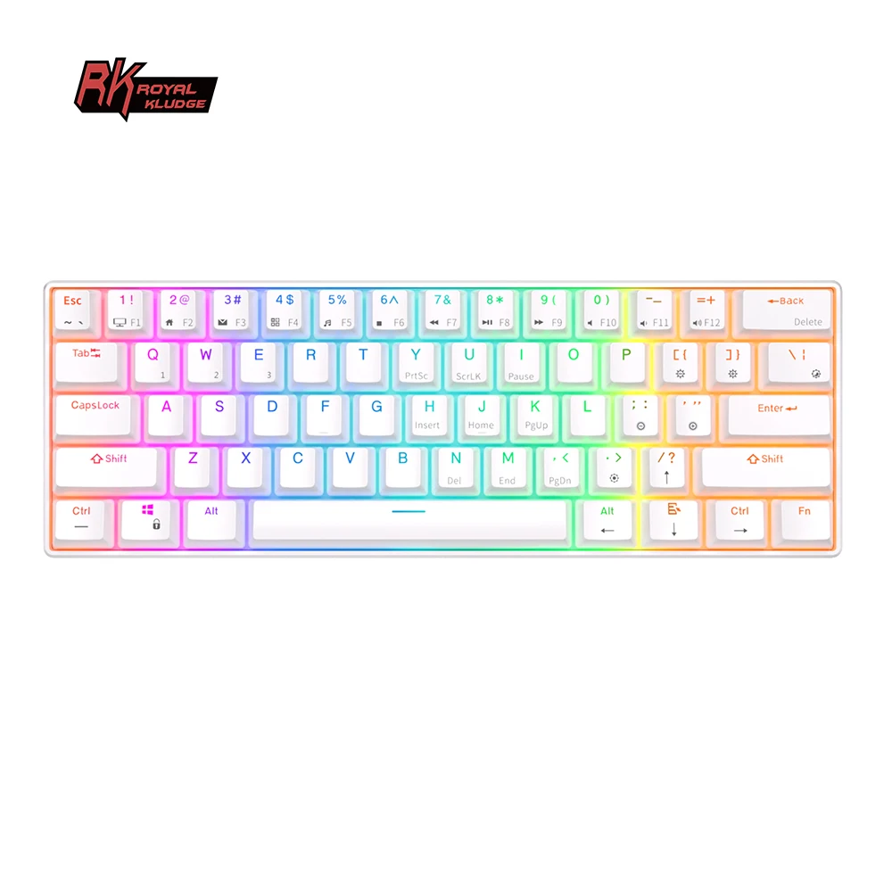 Gedehams genopfyldning kæmpe stor RK ROYAL KLUDGE RK61 Wireless Bluetooth Mechanical Keyboard 61 Keys 60%  Ultra-Compact Dual Mode RGB BacHot-Sklit Gamer keyboards