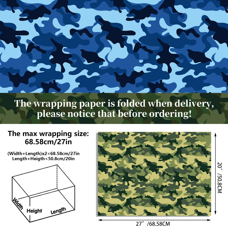 Papel con patrón de camuflaje para envolver regalos, papel decorativo para  cumpleaños de niños, manualidades, recuerdos de fiesta de Baby Shower, 12  piezas - AliExpress, image size:960x960