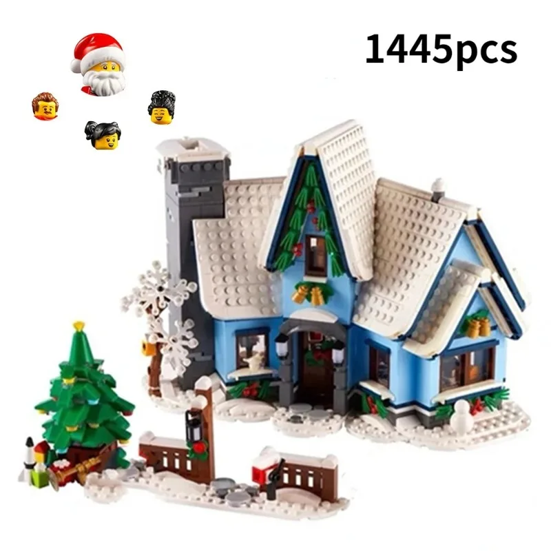 1445Pcs Christmas Gingerbread House Babbo Natale Friends Winter Village Fit 10293 10267 Building Blocks Toys Gift Kid Gift Set