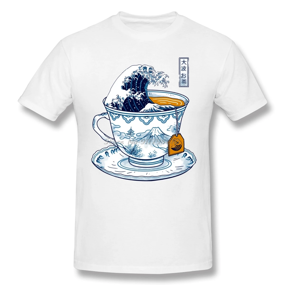 Die Große Kanagawa Tee Japan T-shirt Männer Oversize Oansatz Baumwolle Kurzarm Männer Hemd Tees Harajuku Streetwear – Detail 5