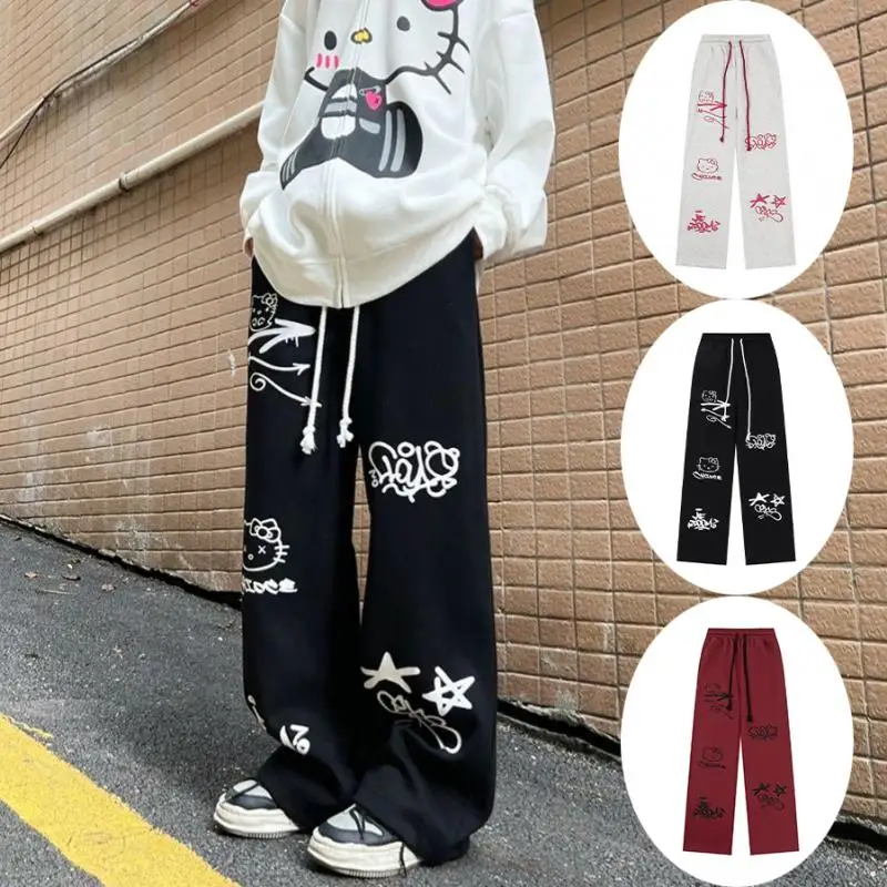 

Осенние новые оригинальные спортивные брюки Y2K в стиле ретро, свободные прямые повседневные брюки с высокой талией, милый подарок для девушек