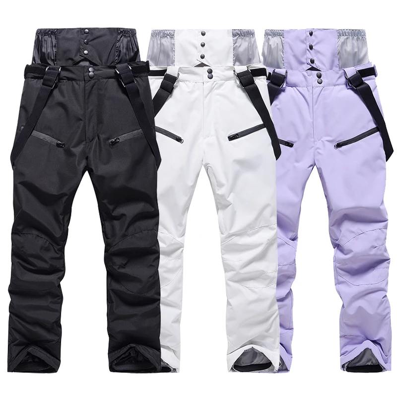 ThickenSnowPantsOutdoorSportsSnowboardingBreathableStrapTrousersUnisexMenWomenSki