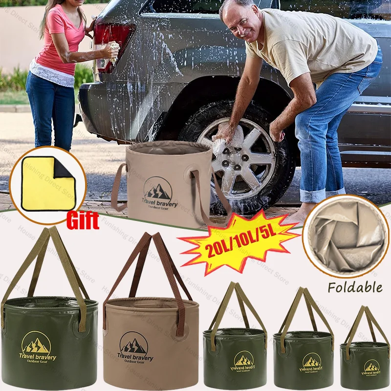 5L/10L/20L Foldable Bucket Waterproof Folding Sink Portable Car Wash Bucket Multifunctional Folding Water Storage