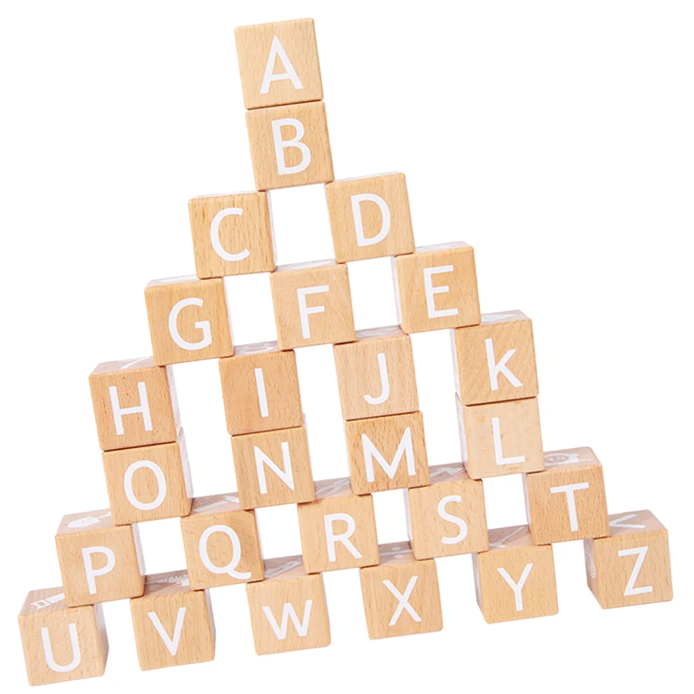 

26 Pcs Toys Alphabet Blocks Building for Kids Wooden Number Letters Numbers Learning English Numbered Child Infant