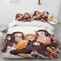 Demon Slayer Bedding Set Kamado Nezuko Duvet Cover Set Bedspread Pillowcase King Queen Full Single Size Bed Linen Kids Teen Gift 4
