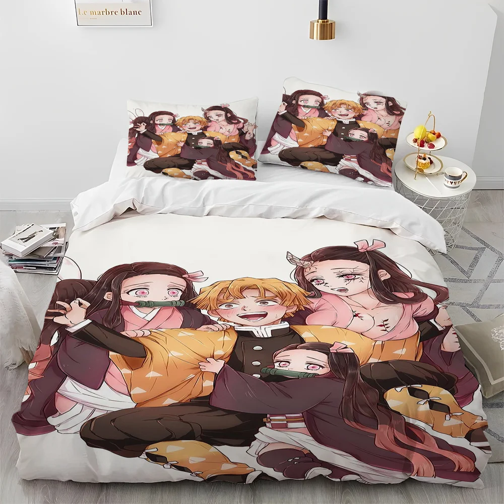 Demon Slayer Bedding Set Kamado Nezuko Duvet Cover Set Bedspread Pillowcase King Queen Full Single Size Bed Linen Kids Teen Gift 4