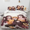 Demon Slayer Bedding Set Kamado Nezuko Duvet Cover Set Bedspread Pillowcase King Queen Full Single Size Bed Linen Kids Teen Gift 4