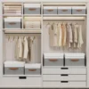 Storage Boxes with Lids, Linen Fabric Bin, Cube Organizer Basket, Washable and Leather Handle, for Home, Closet, White 2