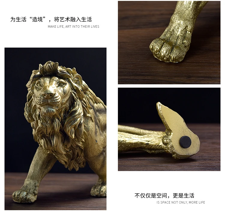 Ermakova resina leão estátua coroa leão escultura