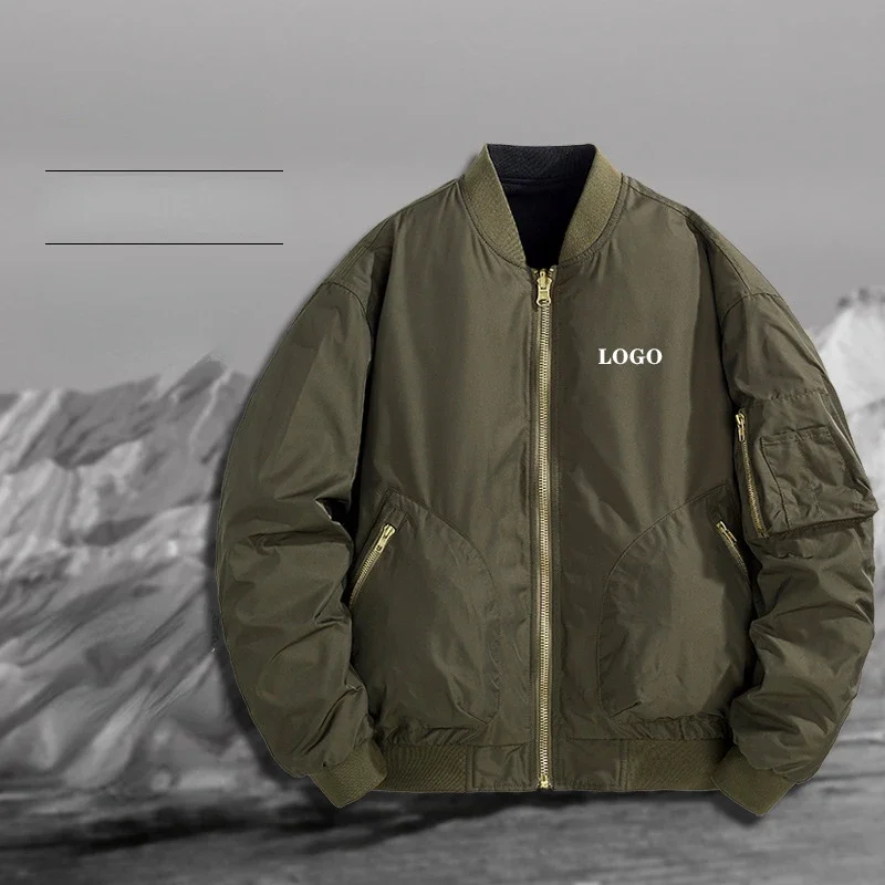 Autumn Solid Color Flight Suit Baseball Suit Men's Coat Batch Men's Casual Jacket Double-sided Flight Suit Customizable LOGO