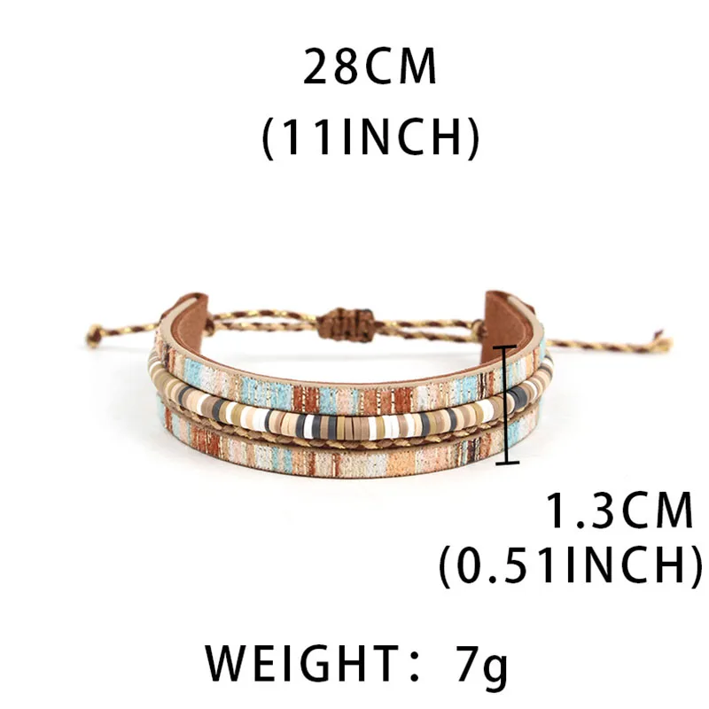 Neues böhmisches geflochtenes Lederarmband mit bunten Perlen, verstellbarer ethnischer Stammes-gewebter Handschmuck, offener Armreif für Damen und Herren – Detail 6
