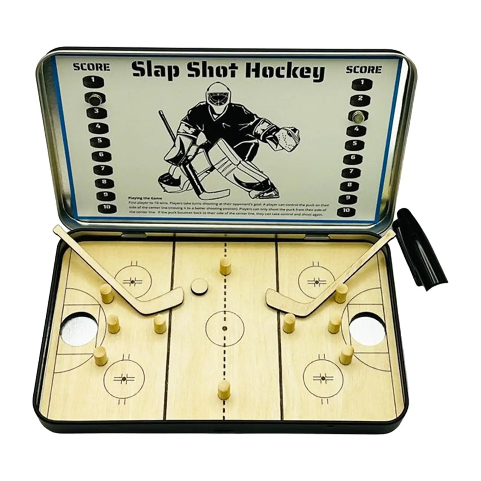 Mini Table Hockey Game 7 inch Compact Tabletop Air Hockey Game Family Game