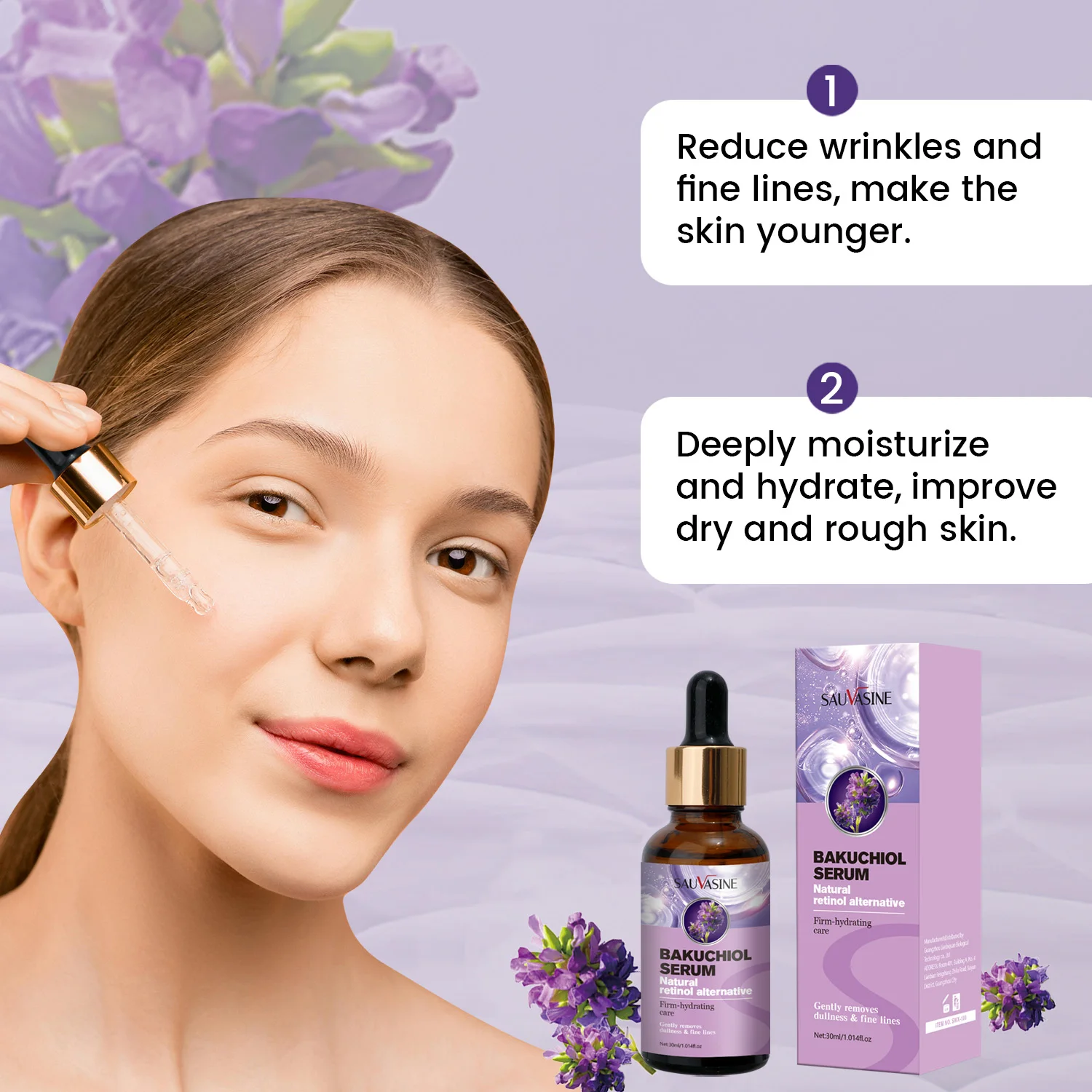 Facial Serum Facial Essence Facial Anti Wrinkles Product Whitening Serum Bakuchiol Face Serum Anti Aging Anti Wrinkle Firm-hydrating Brightening Facial Essence Moisturizing Fade Fine Lines Skin Care