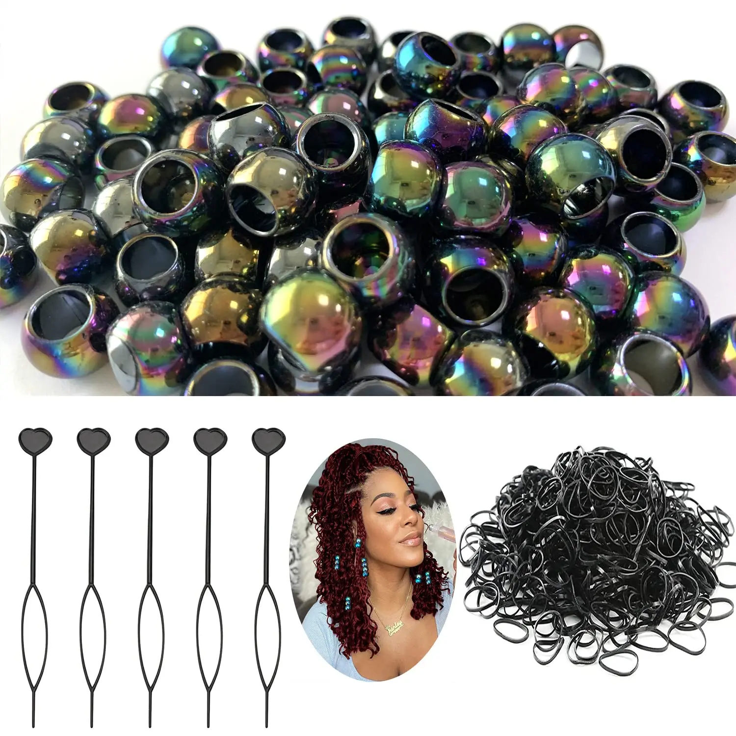 200 Piezas De Cuentas De Pelo De Bricolaje, Cuentas De Poni De Color