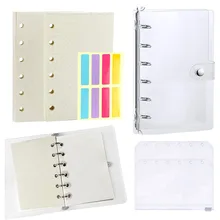 

A7 Clear Soft PVC Refillable Notebook Cover Mini Journal Binder, with 80 Paper Inserts, 2 Zipper Binder Pockets,Label Stickers