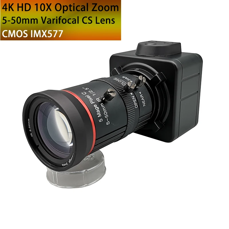 Webcam Usb Industriale 4K Hd 12Mp 5-50Mm Varifocal Cs Lens Videocamera Per Pc Uvc Per Creality Falcon 2, Xtool E Lightburn