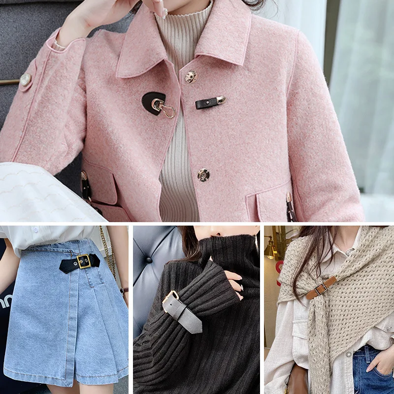 4Pairs Metal Leather Pair Button for Sewing Supplies Jacket Coat Sweater Cardigan Belt Buckle Handwork Clothing Decoration 6