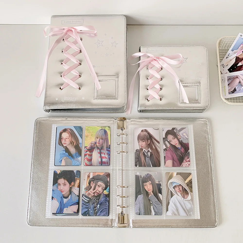 Elegant Ballet Bow Silver DIY Binder Photocard Album and Stationery Cover