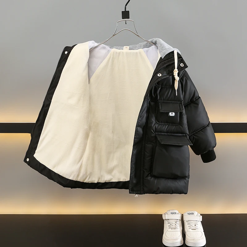 Veste d'hiver pour bébé garçon, nouvelle couleur unie, bouton en peluche, capuche chaude, fermeture éclair, coton, vêtements d'extérieur_voghion.com