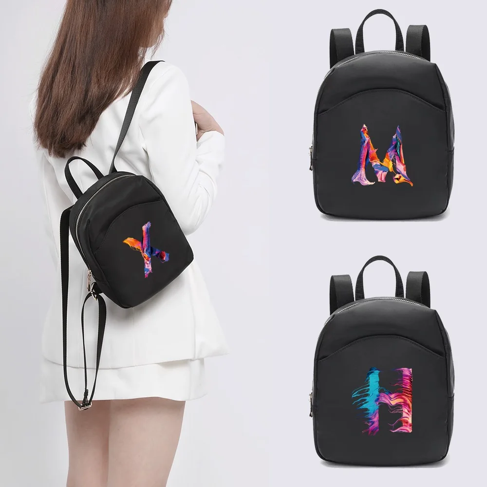 Small Backpacks Women Fashion Paint Printing Female Mini School Bags Black Rucksack for Girls 2022 New Casual Backpack