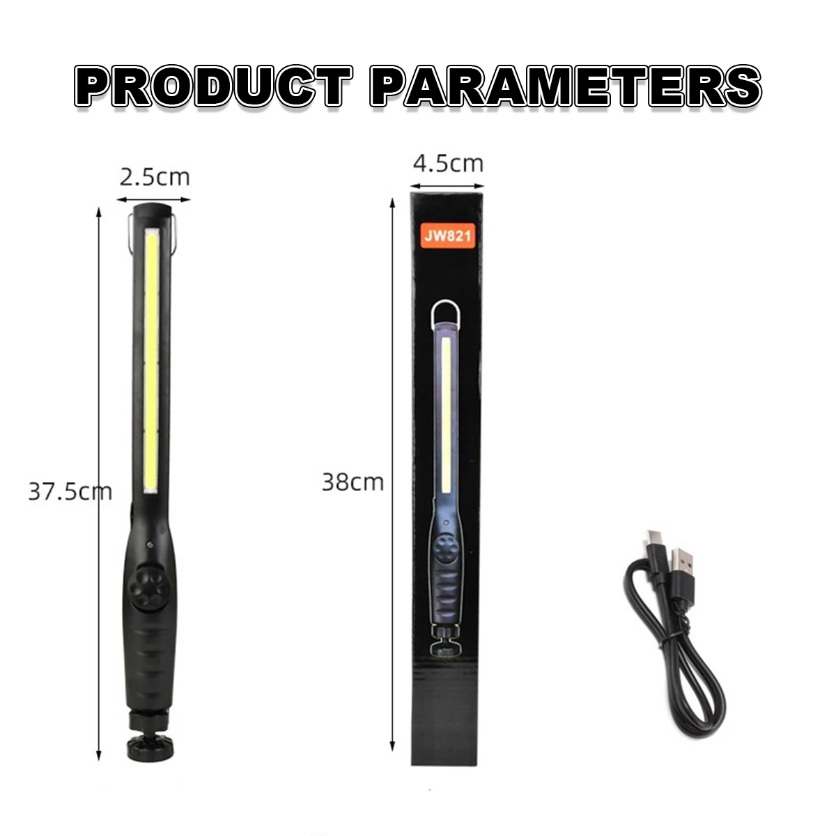 Led Waterproof Work Light Magnetic Bright Usb Portable Rechargeable Camping 360&deg;Rotating Angle Cob Working