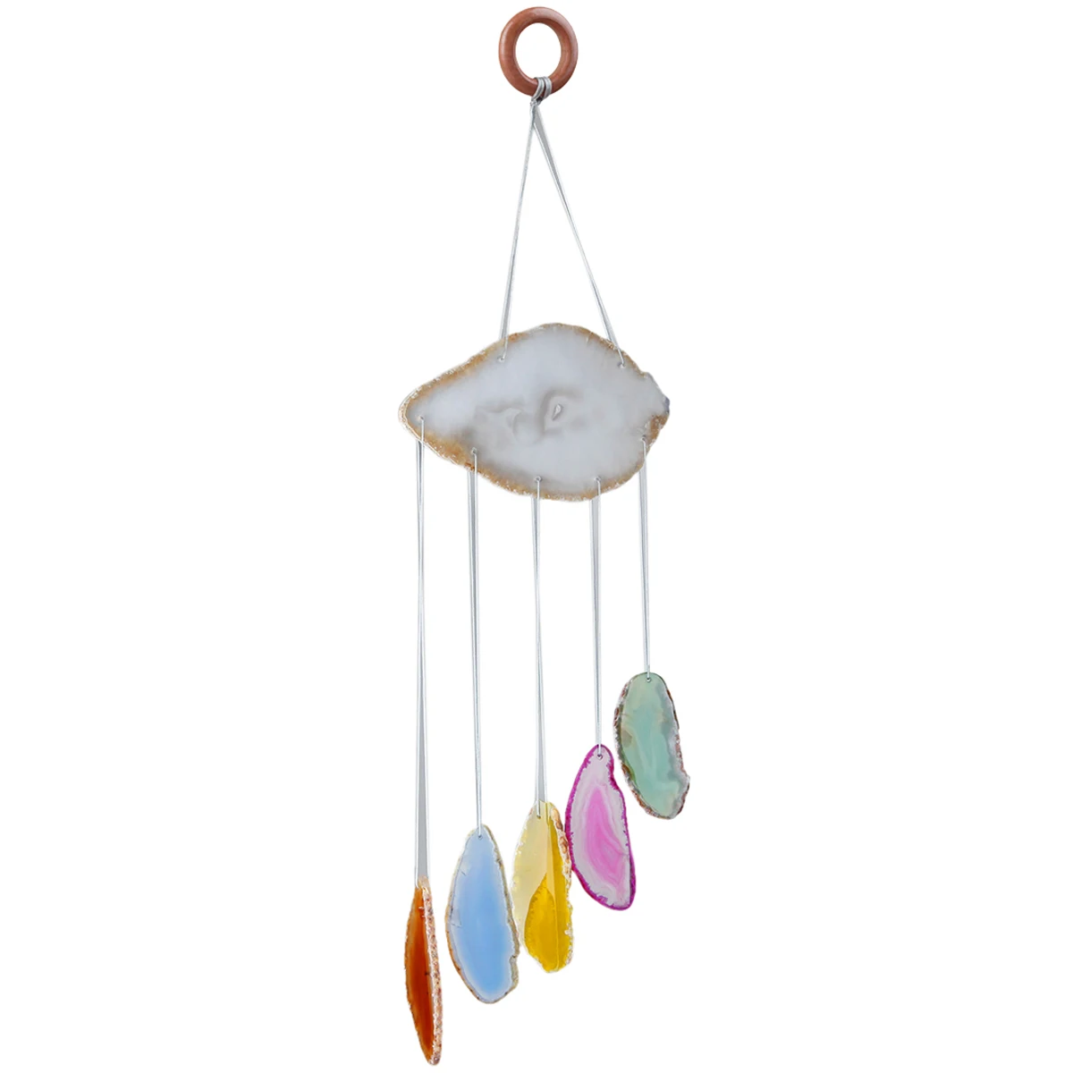 Natural Agate Slices Wind Chimes Handmade Wall Window Hanging Ornaments For Hoome Decoration